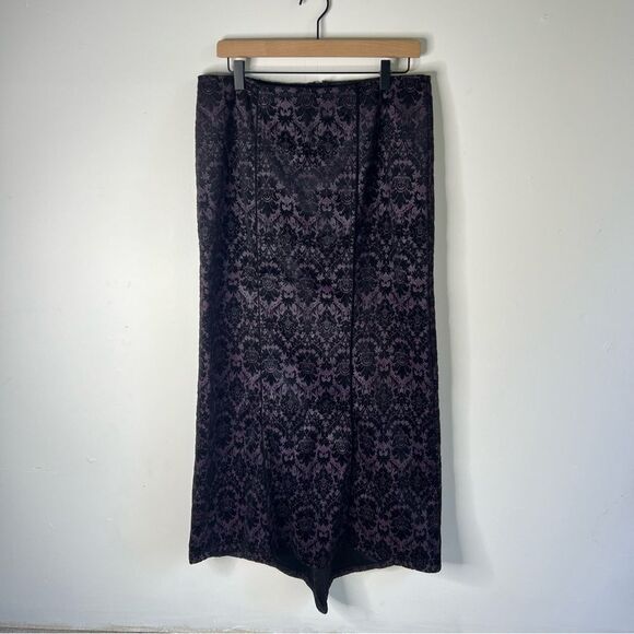 LIP SERVICE Vintage Black and Purple Velvet Lace Maxi Pencil Skirt Large LA USA - Picture 1 of 12